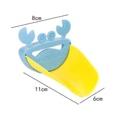 Multicolor crab-shaped polyethylene faucet extender, 8x11x6cm, for kids' bathroom hand washing on UK taps