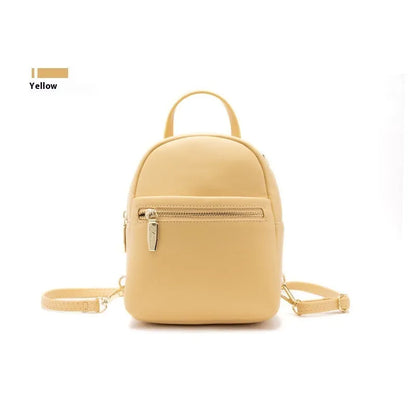 Soft PU mini backpack in multiple colours showing three-dimensional outer pockets and street style design.