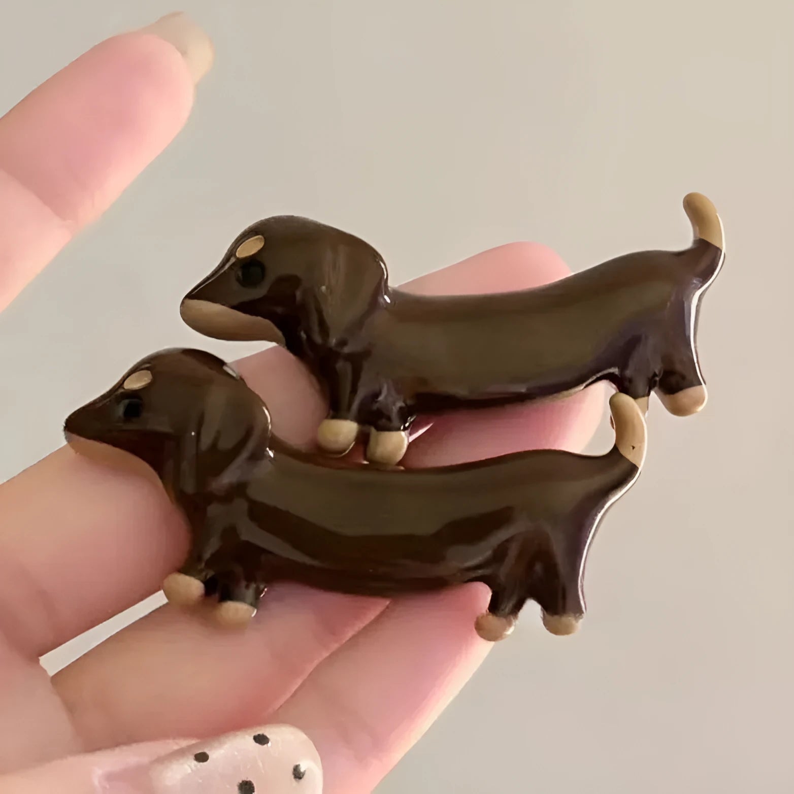Dachshund dog design cute hair barrettes with a loose delicate style on a mixed material clip.