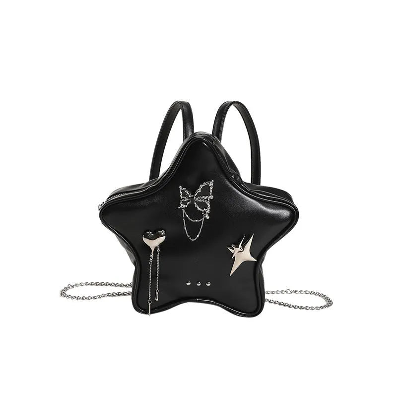 Soft PU women's messenger mini backpack in black, white or silver with dual shoulder carrying options