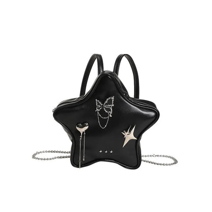 Soft PU women's messenger mini backpack in black, white or silver with dual shoulder carrying options