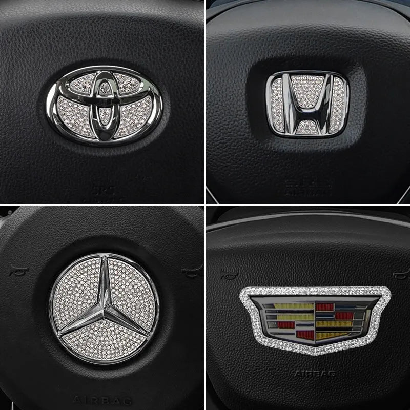 Zinc alloy diamond decorative sticker for Toyota steering wheel centre cap labelling
