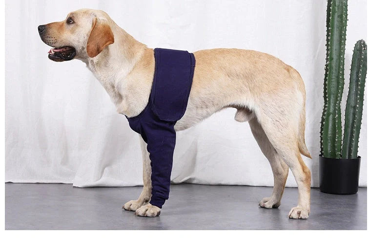 Denim anti-licking sleeve for dogs postoperative recovery in dark blue