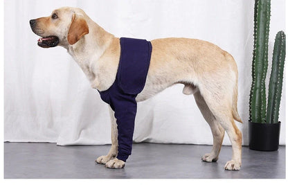 Denim anti-licking sleeve for dogs postoperative recovery in dark blue