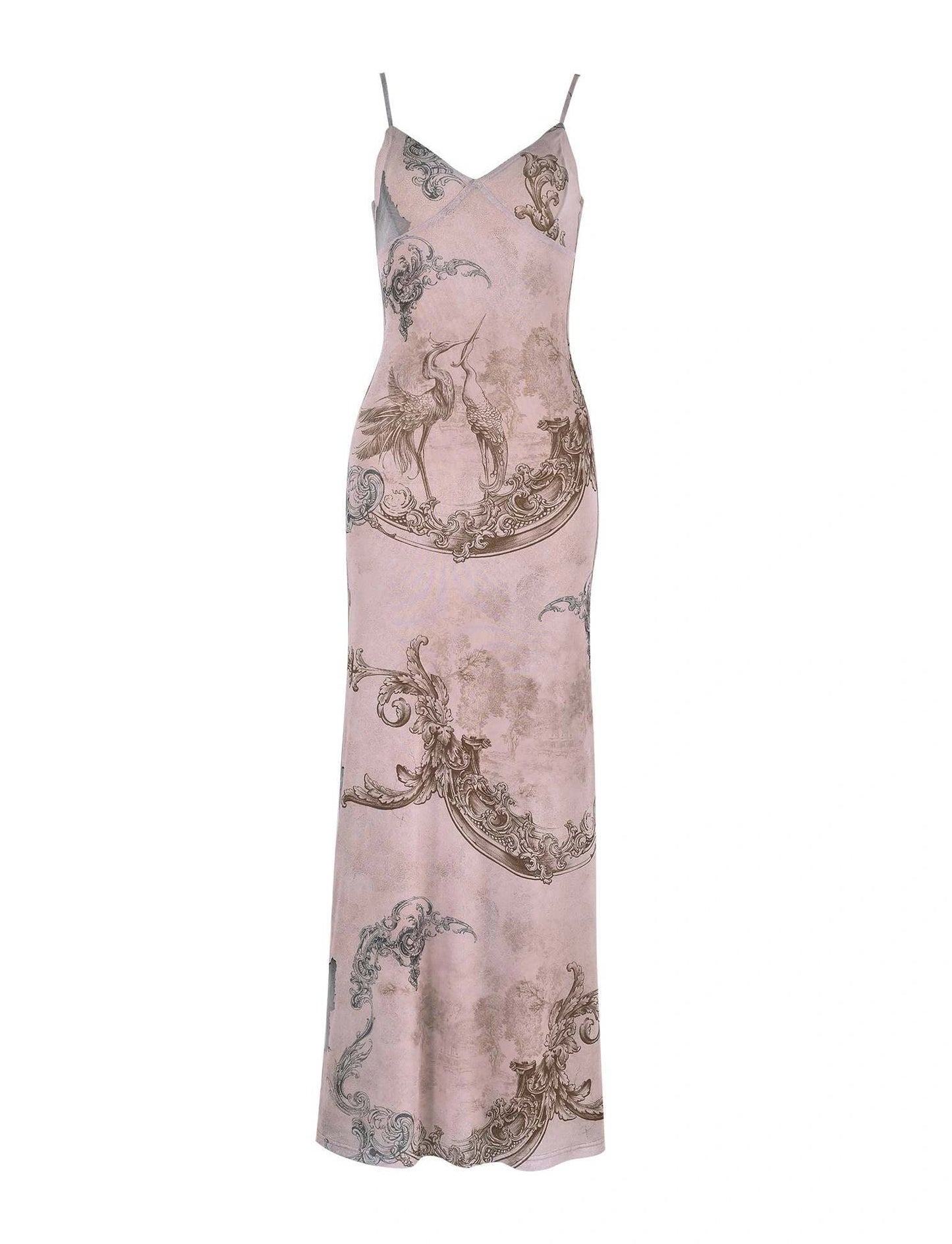 Y2K Floral Print Slip Dress for Women in Light Blue, Khaki, Pink, Green, and Wine Red