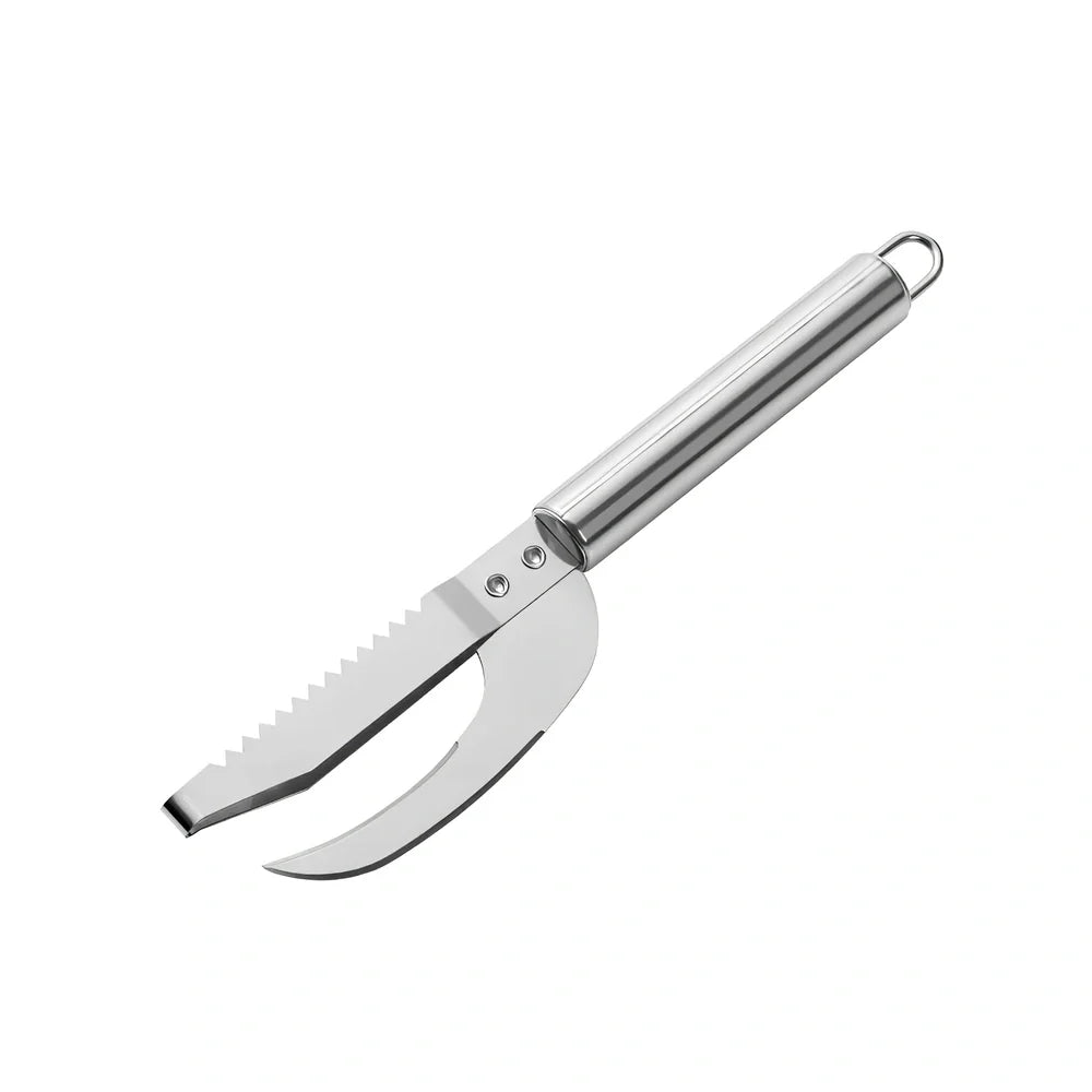 Stainless steel 3-in-1 fish scale planer tool, 22.8x4 cm with knife and opener for scaling and gutting