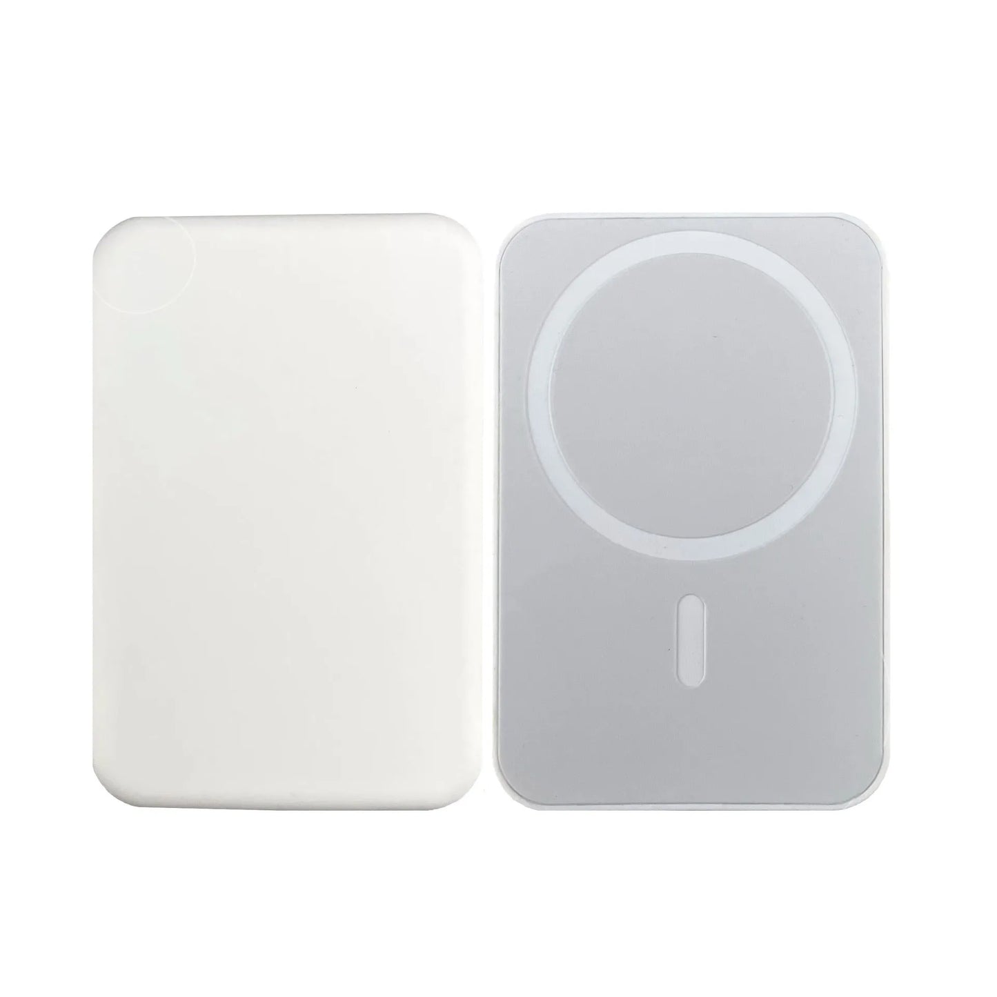 White magnetic wireless charging power bank with 5000mAh capacity and creative design