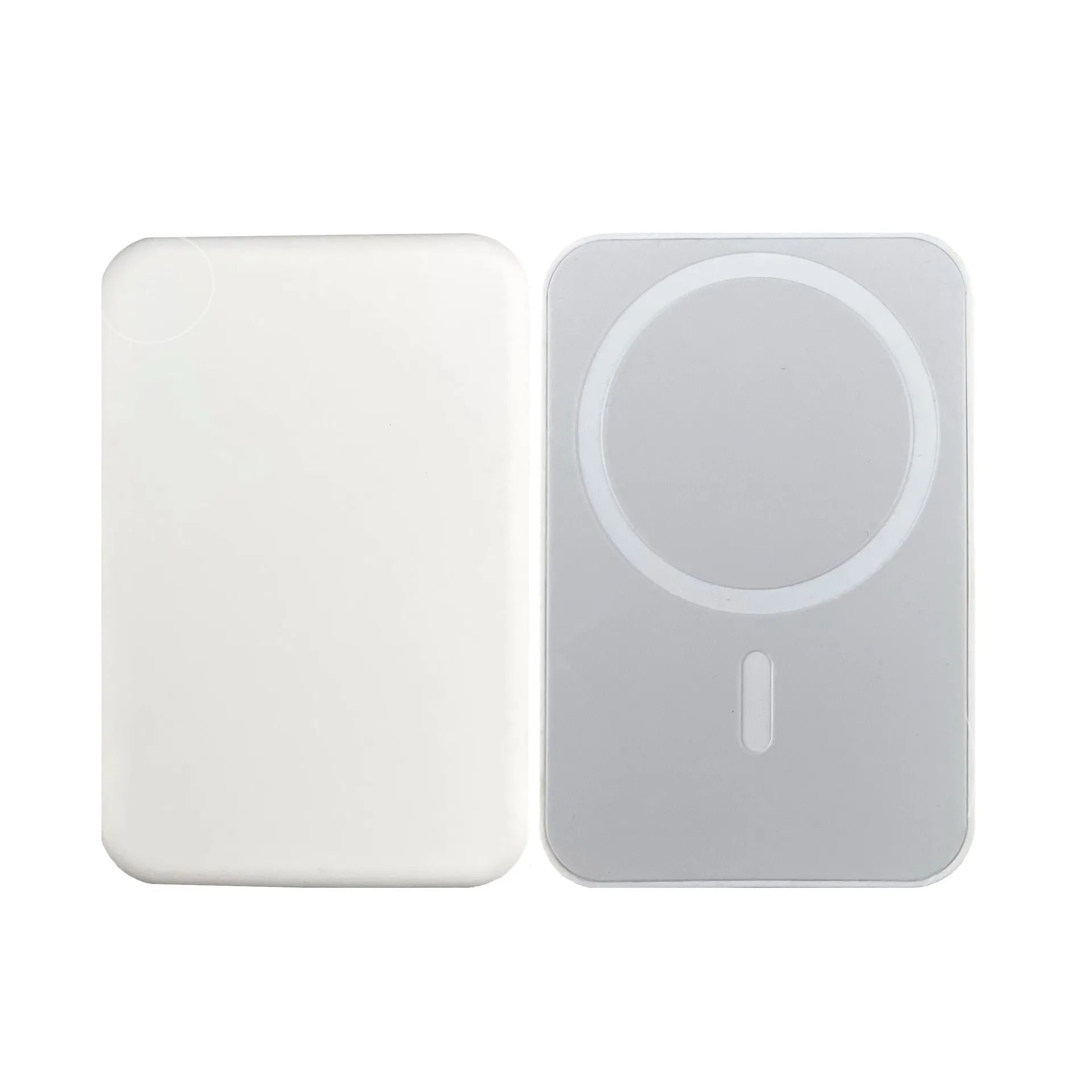 White magnetic wireless charging power bank with 5000mAh capacity and creative design
