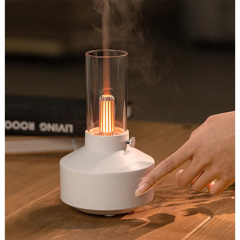 Retro light aroma diffuser with LED night light and humidifier in white and black