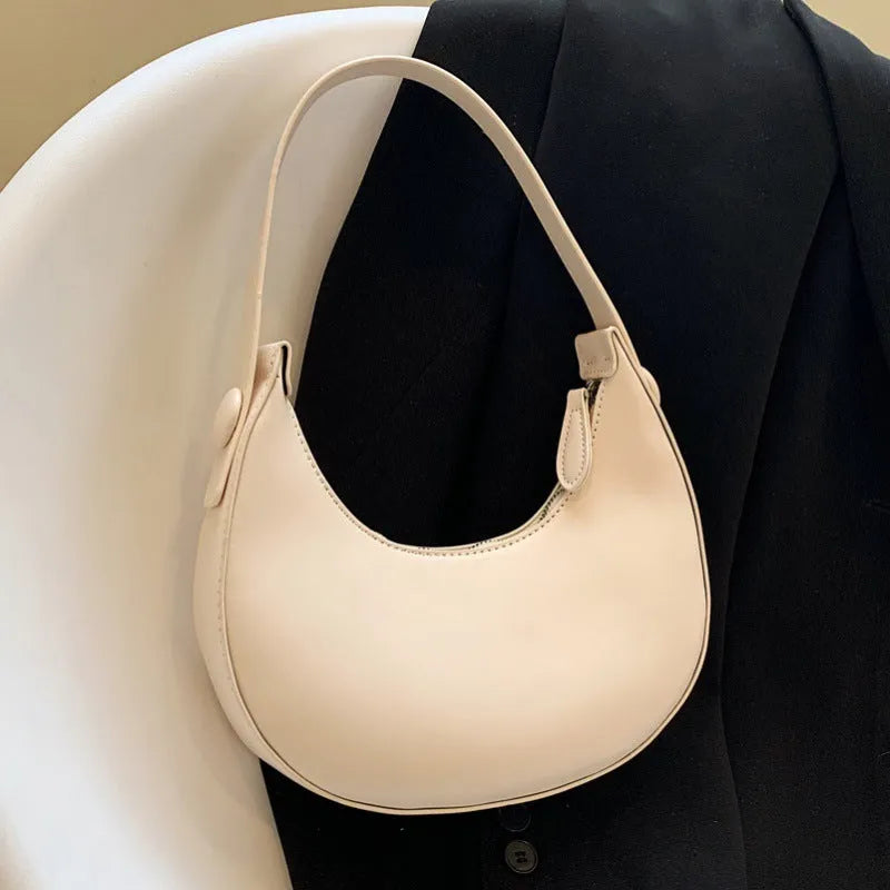 Women's retro shoulder bag in dumpling shape, 21x20x6cm, PU leather with zipper organiser