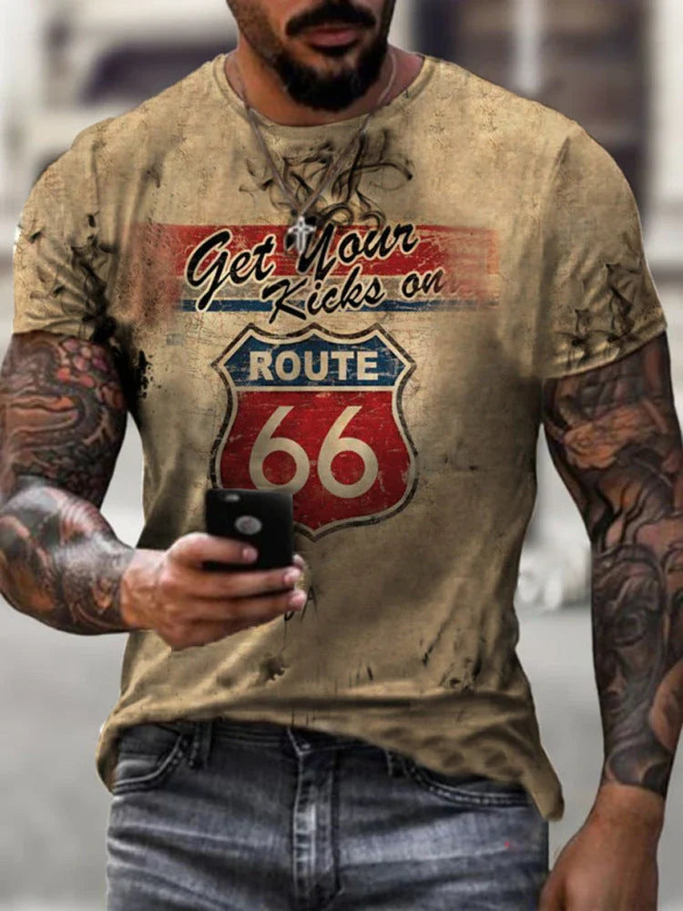 Stylish round neck t-shirt with bold digital print design, made from soft, breathable fabric for all-day comfort