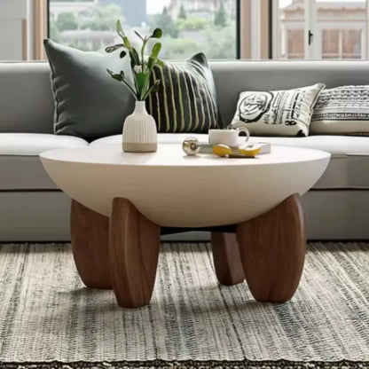 White solid wood coffee table with adjustable height and side storage compartment in living room setting
