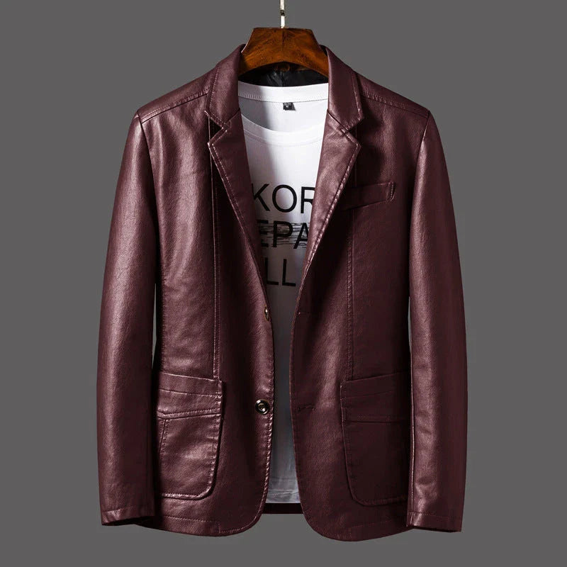 Stylish leather jacket with unique studded lapels and quilted sleeves, available in a variety of colors and sizes