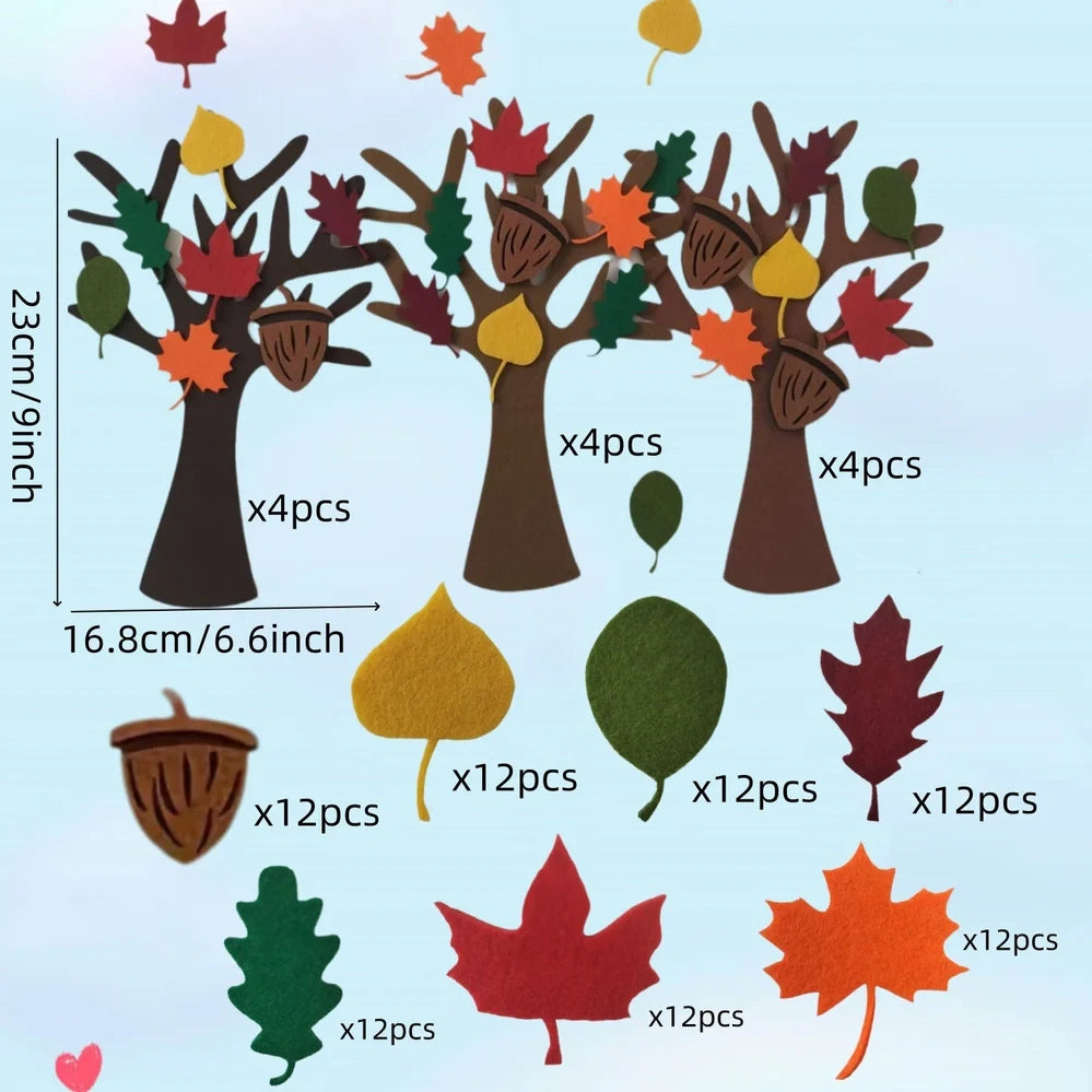 96-piece felt tree wall hanging for children's rooms measuring 24cm wide by 23cm high