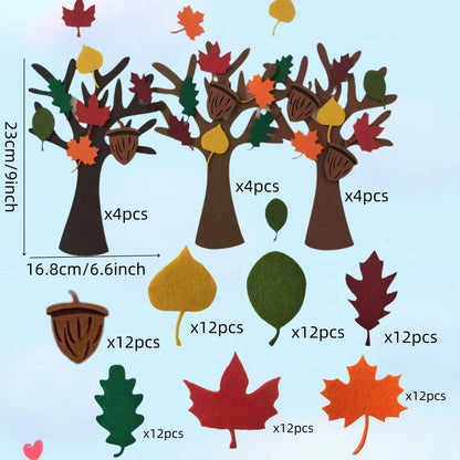96-piece felt tree wall hanging for children's rooms measuring 24cm wide by 23cm high