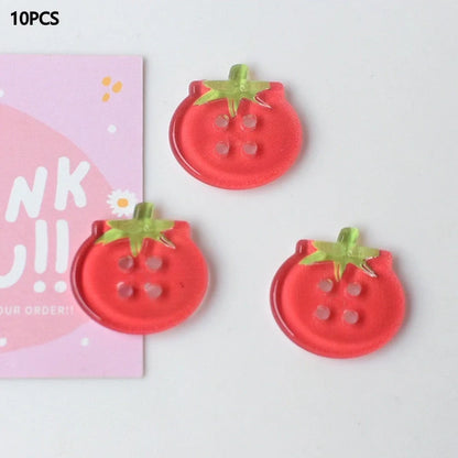 Tomato pattern buttons in five colours including cherry tomato printing and red plaid designs