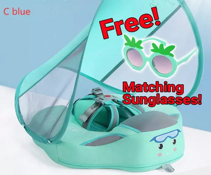 Baby Swimming Ring Floats with UPF 50+ sunshade for safe outdoor swimming
