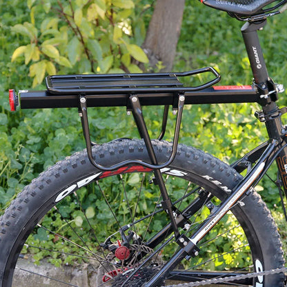 Black aluminium alloy bicycle quick release rear rack shelf for 20 to 29 inch bikes with adjustable height and length