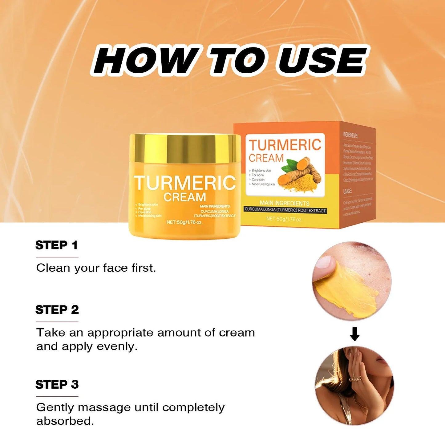 50g jar of brightening and hydrating moisturising cream with dimensions 53mm x 53mm x 48mm
