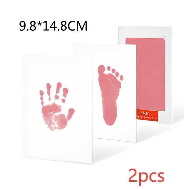 Disposable ink baby hand and foot print kit with six colour options and two size formats