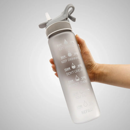 Innovative sports water bottle with one-touch opening, anti-choking straw, and time-marking feature for convenient hydration