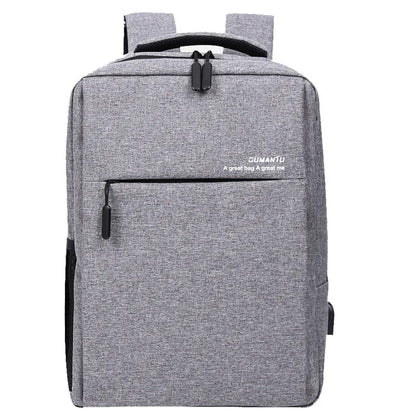 Rechargeable waterproof black Oxford cloth laptop backpack for a 15.6-inch computer.