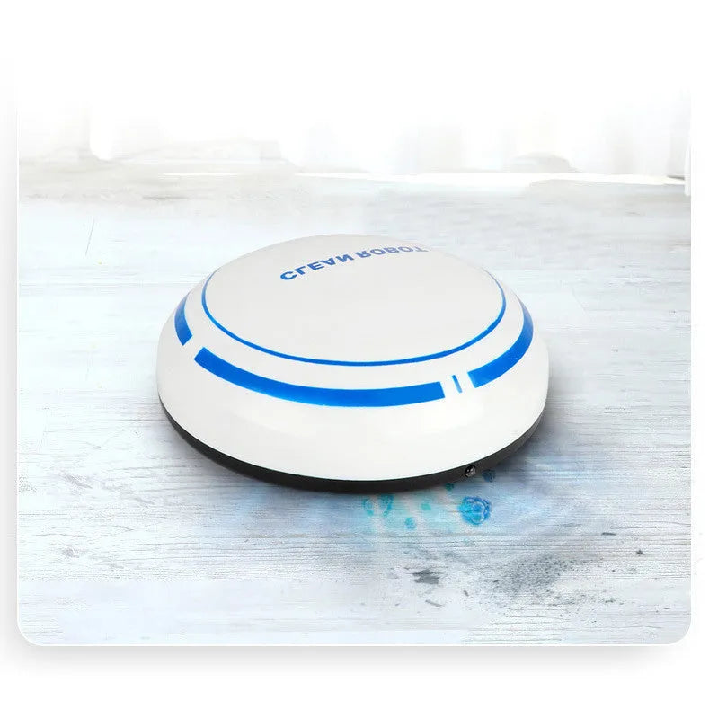 Mini desktop robot vacuum cleaner with 4 metre cord, flat nozzle, and dust box in white or black