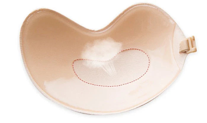 A discreet, backless and strapless silicone bra that provides a natural lift and invisible support under clothing.