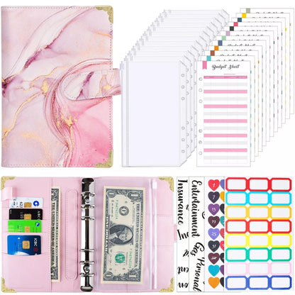 A6 loose spiral notebook with PU leather cover in various colors, featuring spiral binding and included accessories