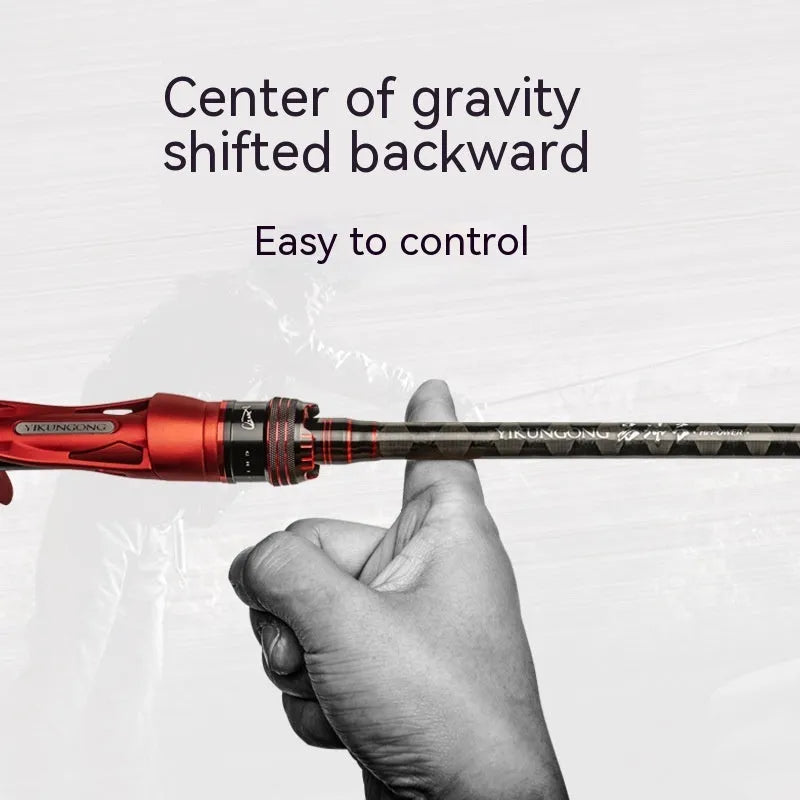 Carbon light lure fishing rod shown with straight handle and pikestaff handle options.