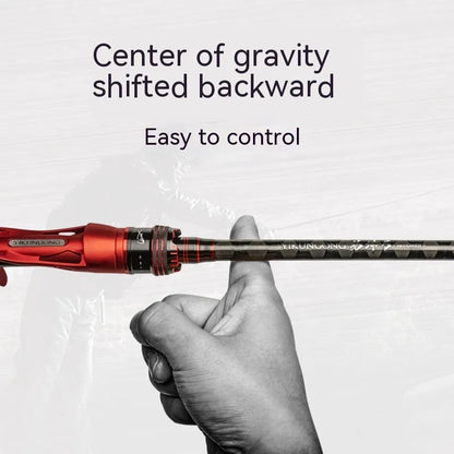 Carbon light lure fishing rod shown with straight handle and pikestaff handle options.