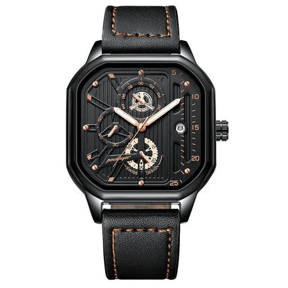 Men's sports watch with 8mm case in multiple colour options including black shell gold nail