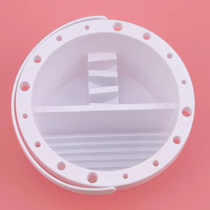 White plastic paint brush holder with 16.5 cm diameter, cake decoration clip style.