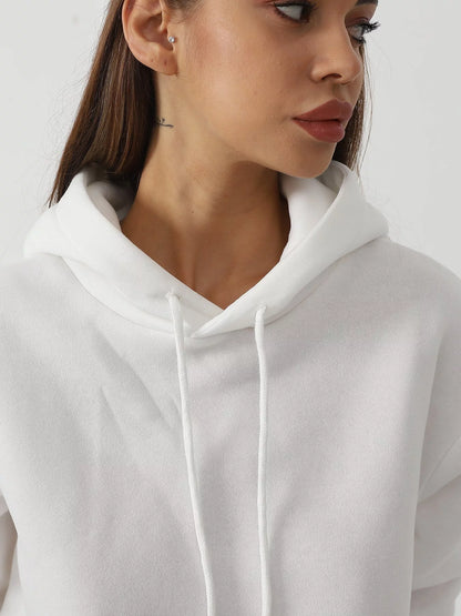 Women's casual long sleeved sweatshirt set in solid colors