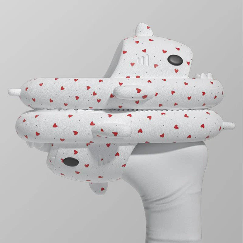Stylish heart-shaped shark slippers with breathable, anti-slip soles and a variety of vibrant color options