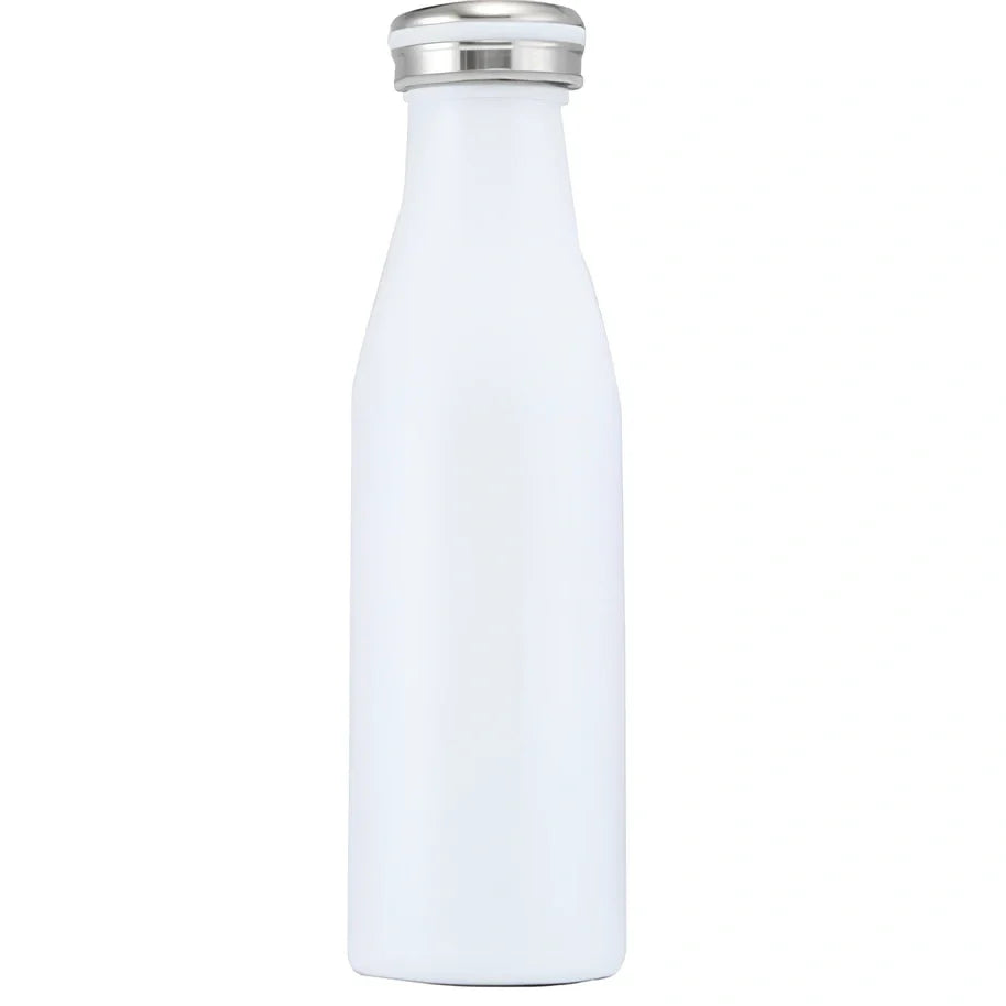 Milk vacuum water bottle in blue, 350ml size with 304 stainless steel insulation and silicone seal, 17cm tall
