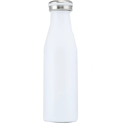 Milk vacuum water bottle in blue, 350ml size with 304 stainless steel insulation and silicone seal, 17cm tall