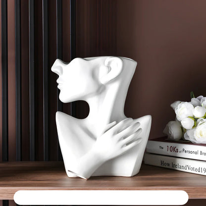 White Nordic-style ceramic vase measuring 25cm tall with minimalist design on wooden table