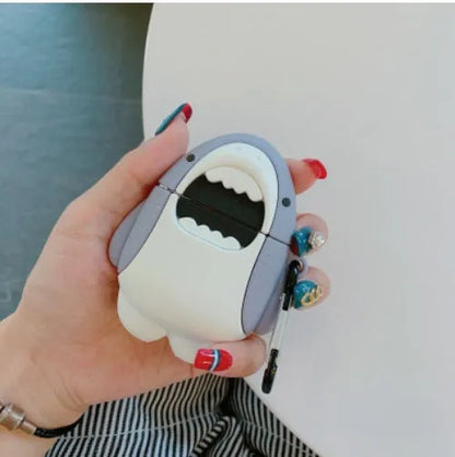 Silicone protective case for AirPods 1 and 2 with shark fin design