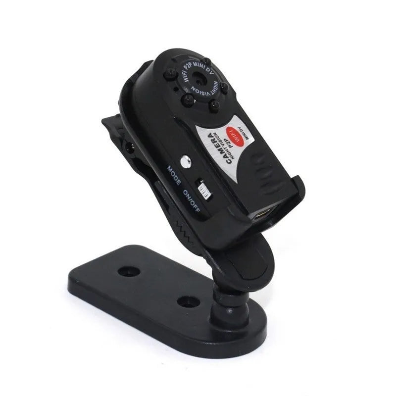 Black wireless wifi surveillance camera with LCD screen showing 16x optical zoom and night vision capability