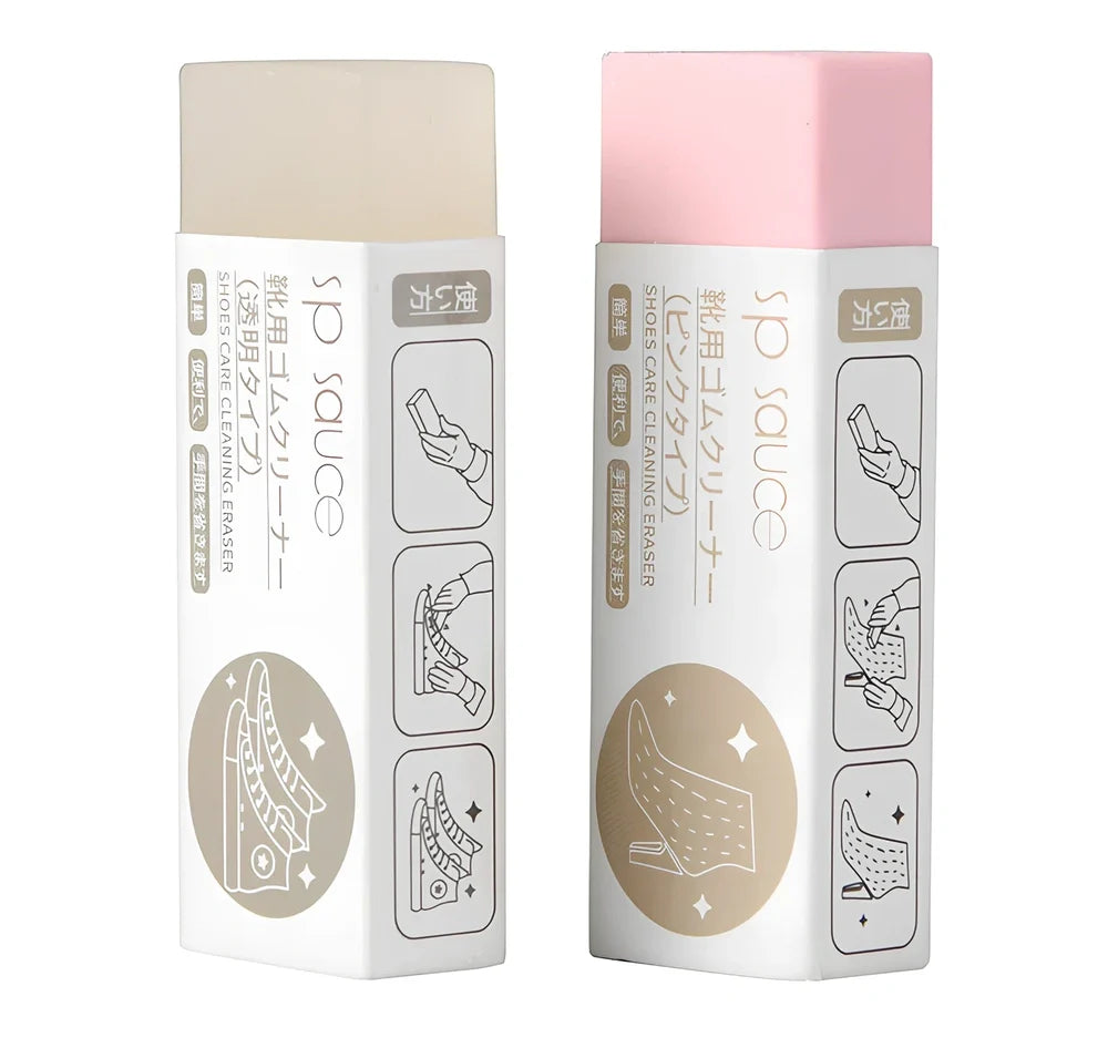 Shoes cleaning eraser measuring 7x2.5x1.5cm for physical decontamination of leather footwear