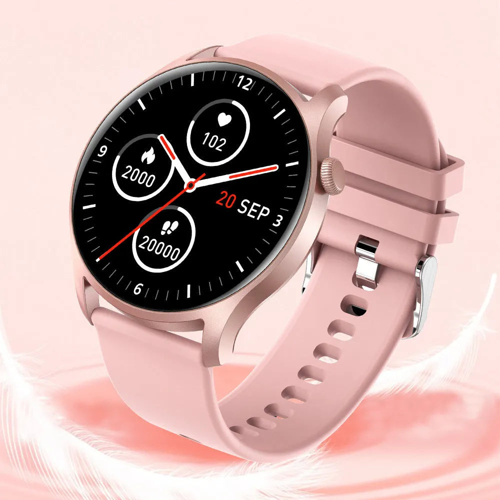 Bluetooth smart watch with heart rate monitor on a silicone strap, showing a 1.3-inch colour display.