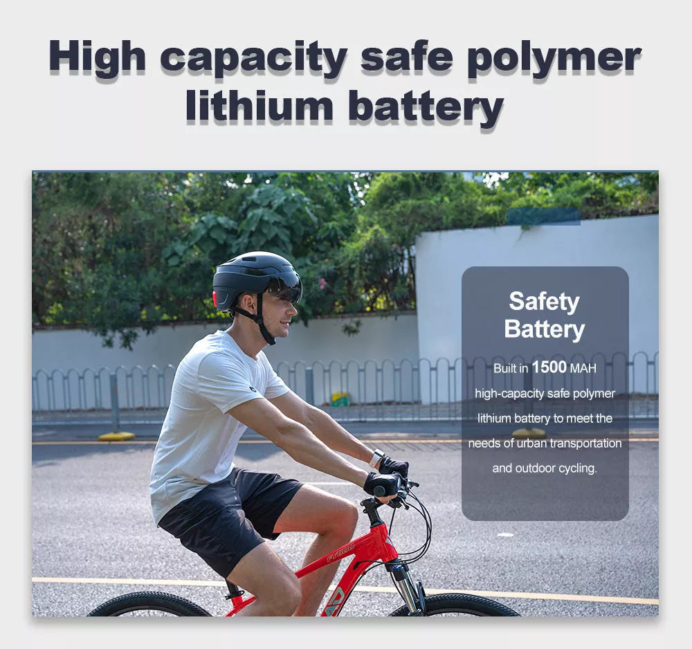 Black riding helmet with built-in camera and Bluetooth turn signal