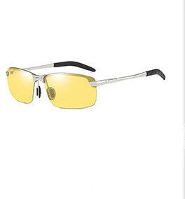 Men's driving glasses with color-changing polarized lenses in various frame colors