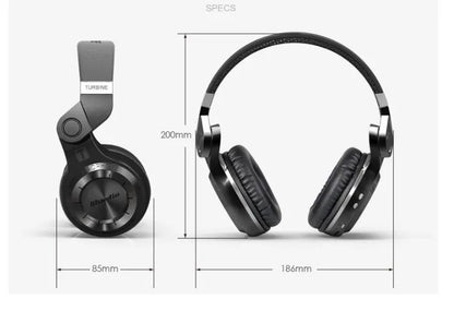 Blue String T2 Smart Edition 4.1 over-ear headset in black with folding metal headband and detachable cable.