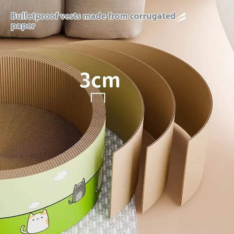 Round cat scratch board with deep pit texture, 45cm or 50cm diameter, made of corrugated paper