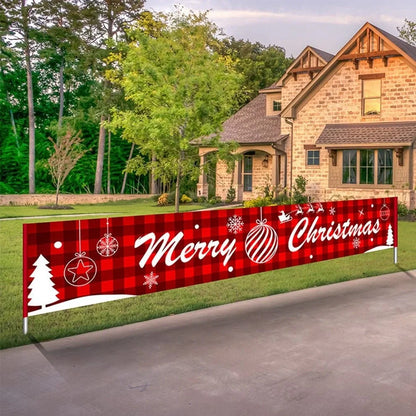 115x40cm Christmas cloth poster showing Santa Claus design in red for window decoration