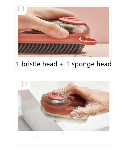 Automatic liquid cleaning brush with ergonomic grip in multiple colour options