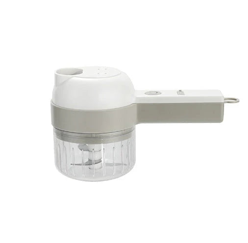 Versatile electric kitchen processor with multiple attachments for chopping, slicing, and mincing various food items