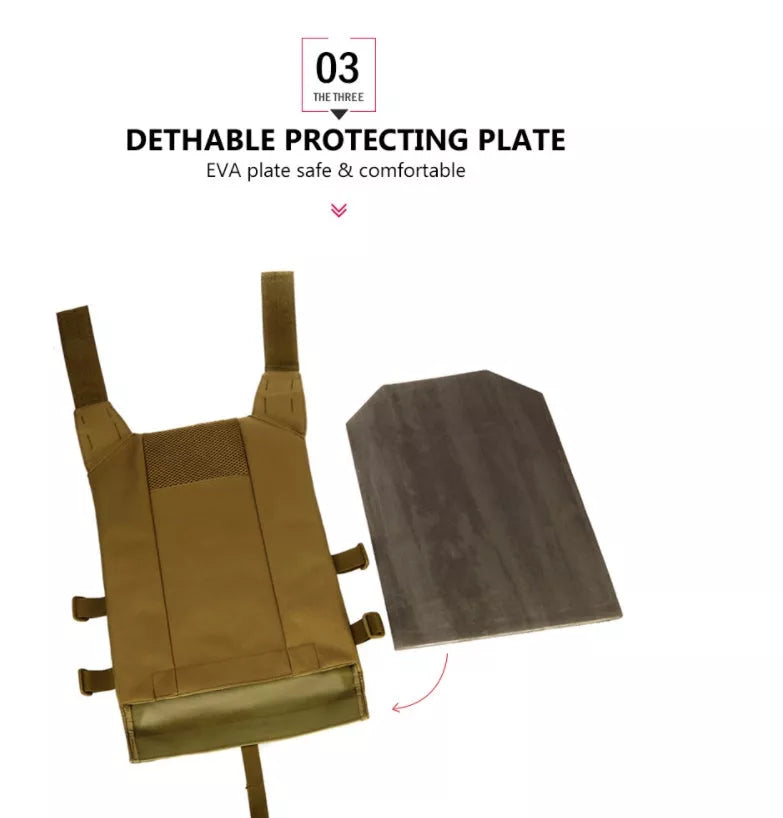 Men's adjustable molle tactical vest in khaki and army green, made from durable oxford material.